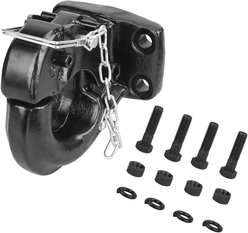 ANGCOSY 15-Ton Pintle Hook Trailer Hitches Receiver Hook for 2-1/2 Inch Lunette Ring with Mounting Kit, 30000 lbs - Image 1