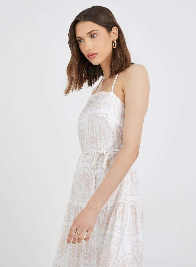 Take Two Take Two Printed Halter Neck Sleeveless A-Line Maxi Dress