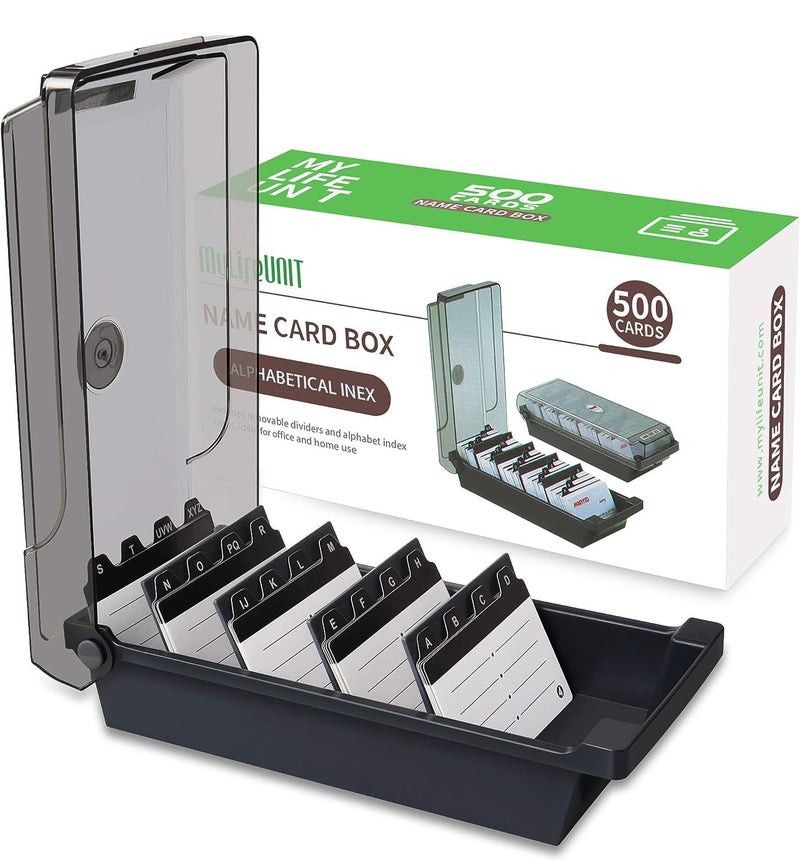 MyLifeUNIT Business Card Holder, 2.2" x 3.5" Index Card Organizer with Dividers and Index Tabs, Capacity: 500 Cards - Image 1