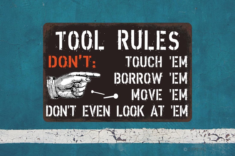 Zypeng Vintage Metal Signage  7.8 X 11.8 Inches  Funny Tool Rules Don'T Garage Decor For Man Cave Room Wall Decorative Home Tin Sign - Image 3