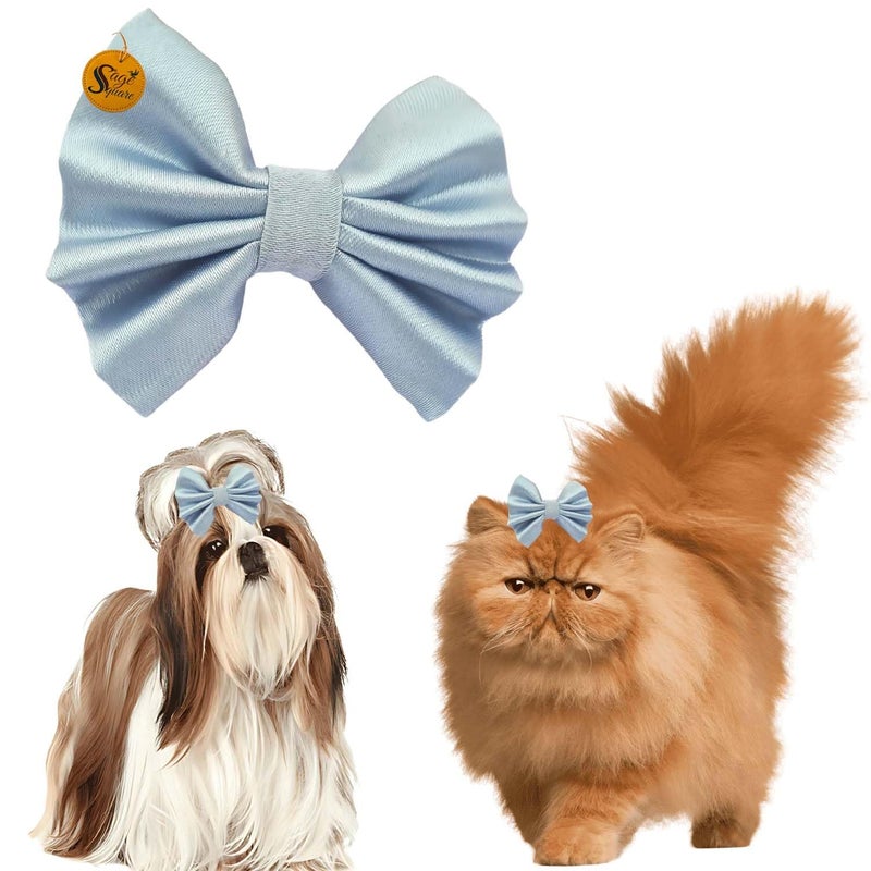 Sage Square مشبك شعر حيوانات أليفة لطيف | مصنوع يدويًا للكلاب والقطط | إكسسوار أنيق لتصفيف الشعر | مظهر فاخر لحفلات الزفاف والمهرجانات والاحتفالات | فكرة هدية رائعة (فضي) - Image 1