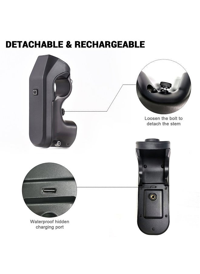 31.8mm Bike Stem 3-in-1 USB Rechargeable Bicycle Handlebar Stem with LED Headlight and Electronic Horn
