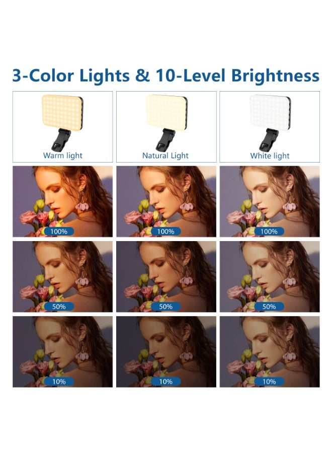 60 LED Portable Selfie Light Video Conference Lighting with Clip & Camera Tripod Adapter Rechargeable 2200mAh CRI 97+, 3 Light Modes for Phone iPhone Webcam Laptop Photo Makeup - Image 3
