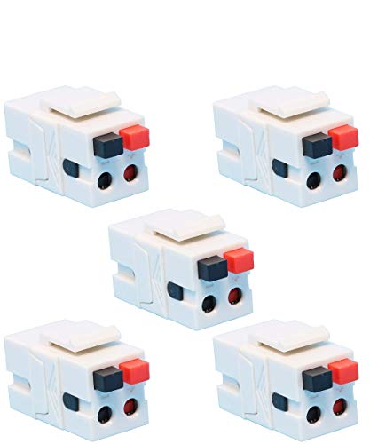 DIYTECH Speaker Keystone Jack – Spring Loaded Speaker Jack for Keystone Wall Plate, Female to Female, for Home Theater Wall Plates - White (5-Pack) - Image 5