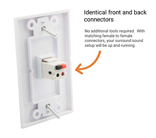 DIYTECH Speaker Keystone Jack – Spring Loaded Speaker Jack for Keystone Wall Plate, Female to Female, for Home Theater Wall Plates - White (5-Pack) - Image 2
