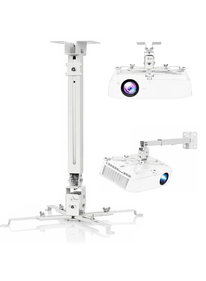 White Adjustable Rotating Projector Mount Extendable For Wall Ceiling ATV Home Theater - Image 1