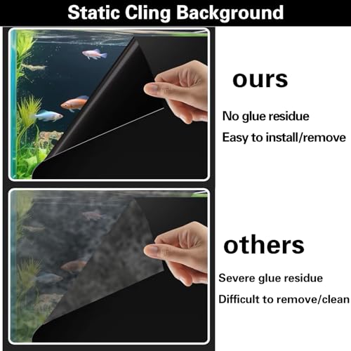 CICK SEED Fish Tank Aquarium Background - Black, Electrostatic Adhesion, Glue-Free, Easy Installation, Traceless Removal, Size 23.6 X 78.7 Inch - Image 4