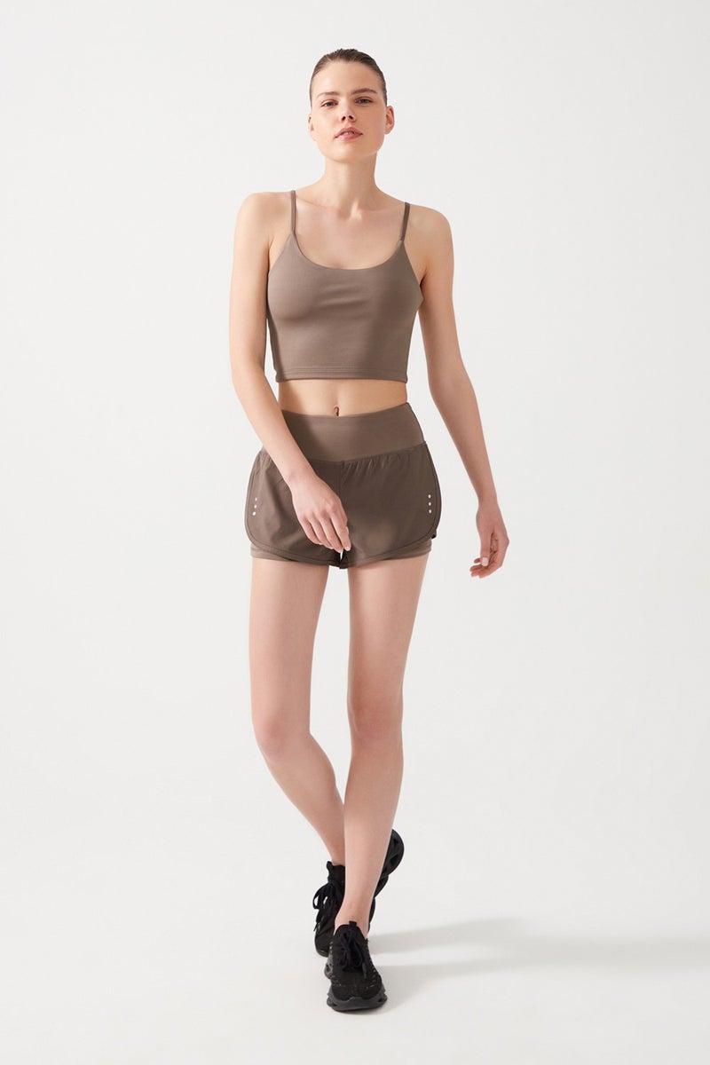 Los Ojos Women's Mink 2 Layer Sports Shorts - Tights with Shorts 2in1  - Image 5