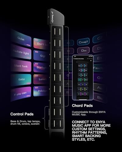 CYBER-G Enya CYBER-G Stringless Smart Guitar, Foldable Travel Backing Guitarra, Built-in Drum Machine & Bassline, 20 instrument Sounds for One-Man Band, App Interactive Chord Sheets For Adults & Teens(Black) - Image 5