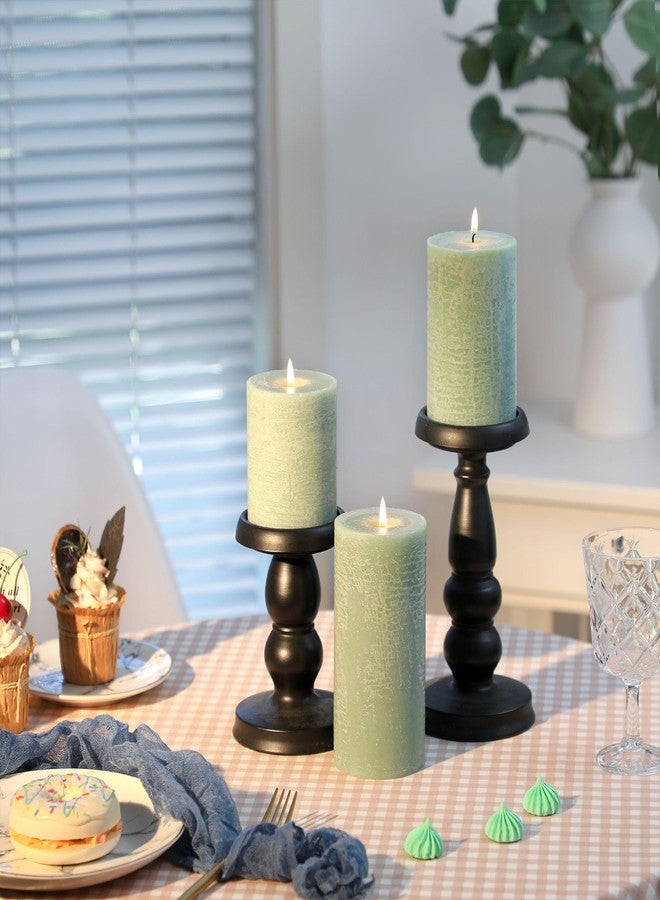 HILUMIDA Sage Green Pillar Candles Set of 3 - Hand-Poured Unscented Candles,Smokeless Dripless Candles for Dinner Table and Home, Set of 3 in Different Sizes (3"x4", 3"x5", 3"x6") - Image 4