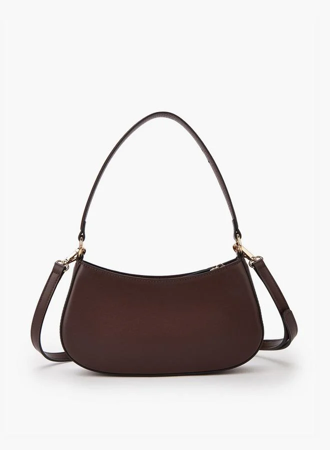 Paprika Solid Shoulder Bag with Detachable Strap and Zip Closure