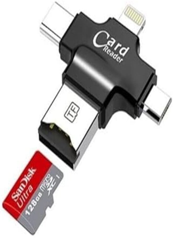 Generic 4-in-1 Multifunctional Card Reader, USB Type C - Black 