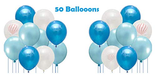 HK balloons® 51 pcs Set Blue Happy Birthday Banner with 50 pcs Metallic Latex Balloons for Birthday Decorations - Image 3