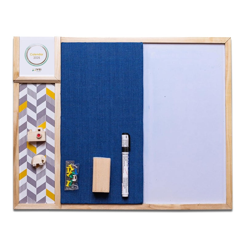 IVEI Combination Board with Pin Board & Whiteboard Best Gift for Home, Office, School (Dark Blue, Metal Board(Big), Pin Board + Whiteboard) - Image 1