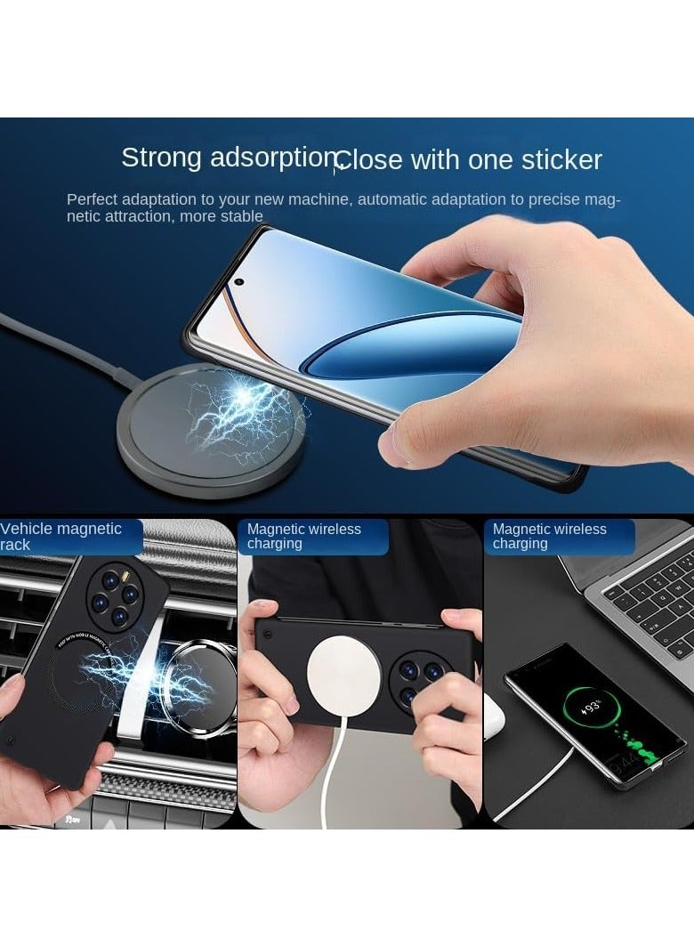 عام حافظة رقيقة مغناطيسية من البولي كربون تتوافق مع Realme 12 Pro Plus 5G لحماية الجزء الخلفي للهاتف وتوفير الشحن اللاسلكي. - Image 2