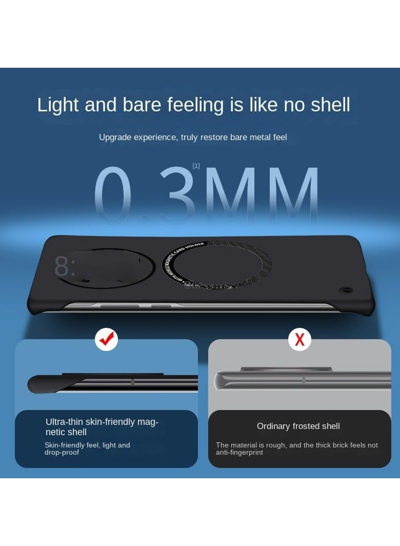 عام حافظة رقيقة مغناطيسية من البولي كربون تتوافق مع Realme 12 Pro Plus 5G لحماية الجزء الخلفي للهاتف وتوفير الشحن اللاسلكي. - Image 4