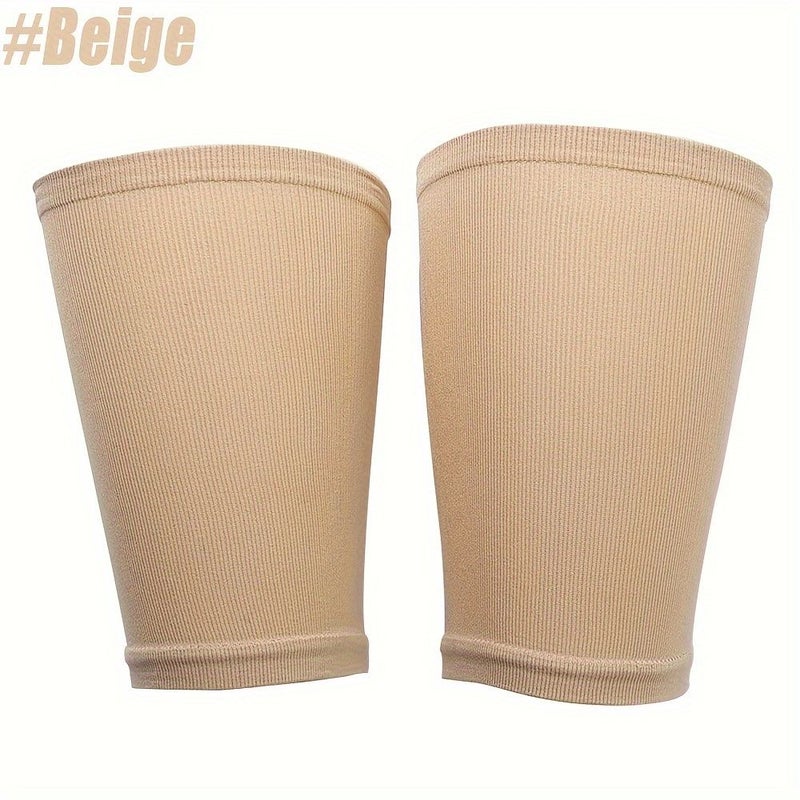 Beige Durable Polyester Thigh Compression Sleeves for Running Sports Support Quad Groin - Image 4