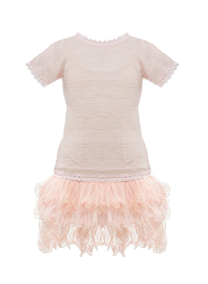 Queen FRILL Peach Girls Party Dress, Princess Dress Party Wear Wedding Evening Formal Pageant Dance Gown for Birthday Kid Girls Elegant - Image 2