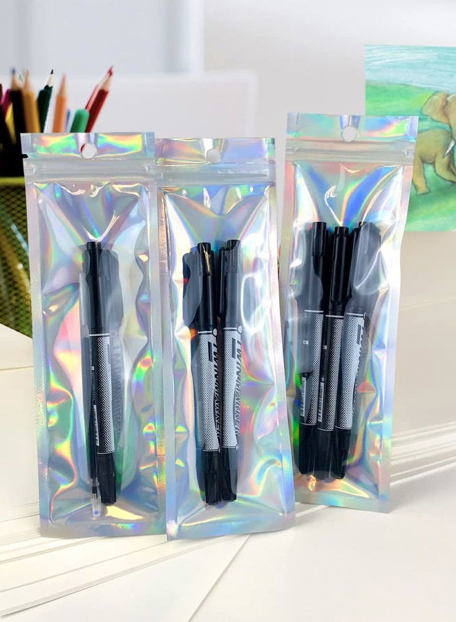 Trunple Resealable Foil Pouch Bag [100 PCS ] Great for Party Favor Food Storage (Holographic Color, 2.7 x 8.6 Inch) - Image 3