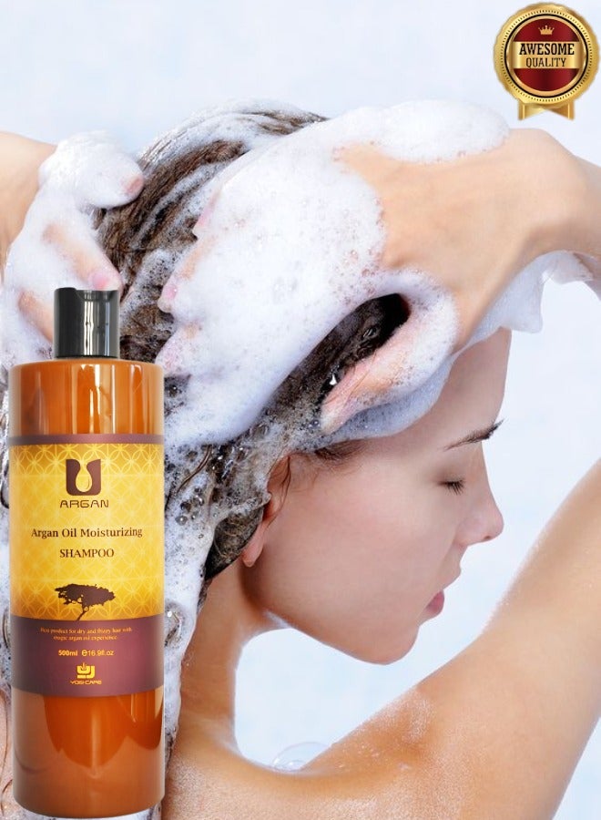 Argan 9 Pieces Argan Oil Moisturizing Shampoo Best Product For Dry And Frizzy Hair 500ml  - Image 2