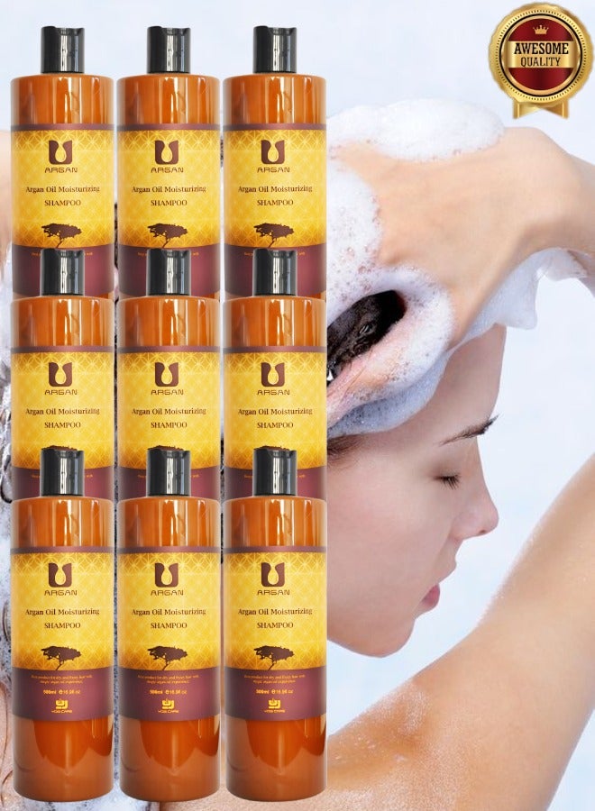 Argan 9 Pieces Argan Oil Moisturizing Shampoo Best Product For Dry And Frizzy Hair 500ml  - Image 1
