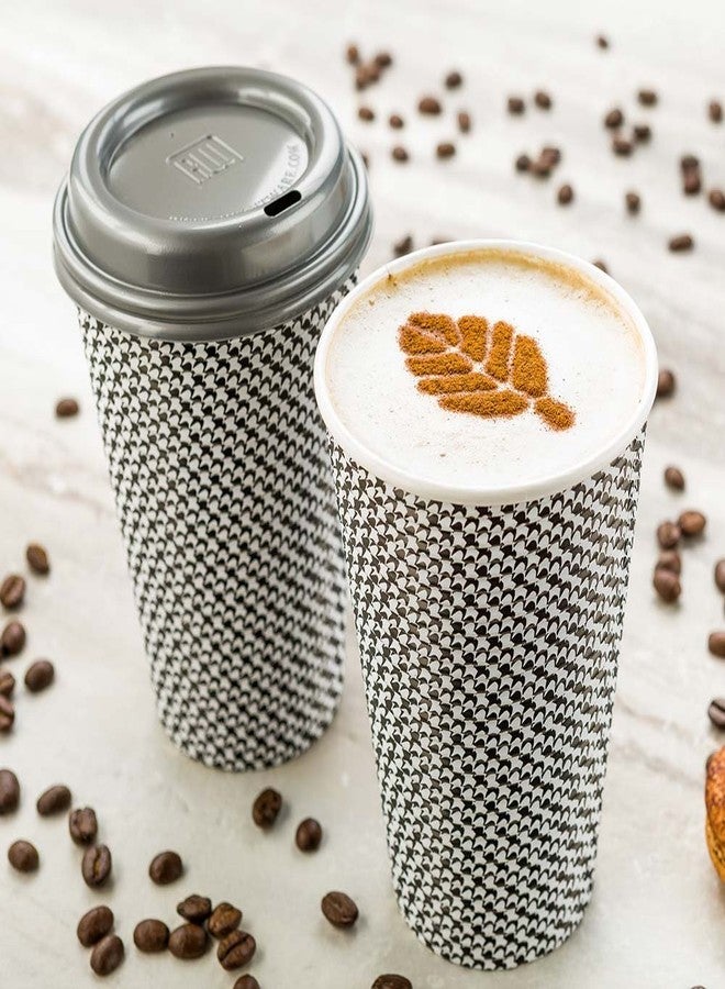 Restaurantware 16 Ounce Disposable Coffee Cups 25 Spiral Wall Hot Cups For Coffee - Lids Sold Separately Rolled Rim Paper Insulated Coffee Cups Houndstooth Print For Coffee Tea And More - Image 3