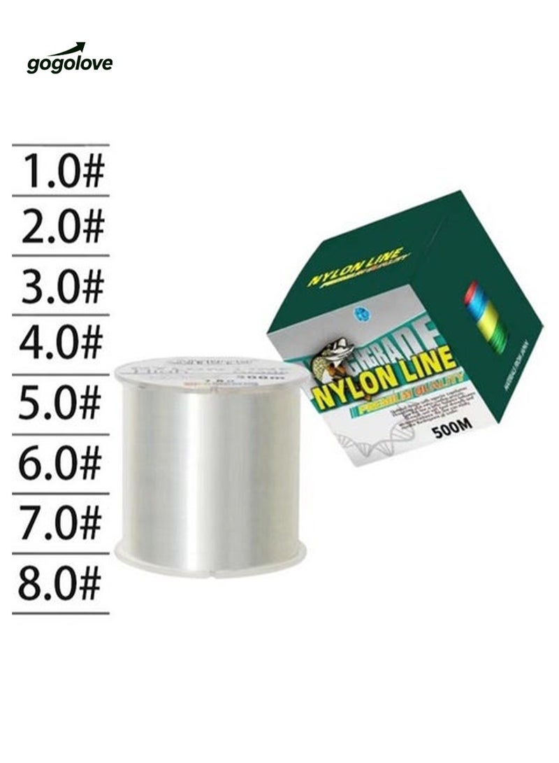 500M-Nylon String Fishing Line Cord Clear Fluorocarbon Strong Monofilament Wire Flexible Wear-resistant Super Pulling Force Cut for Hanging Decorations Beading Crafts Kite - Image 1