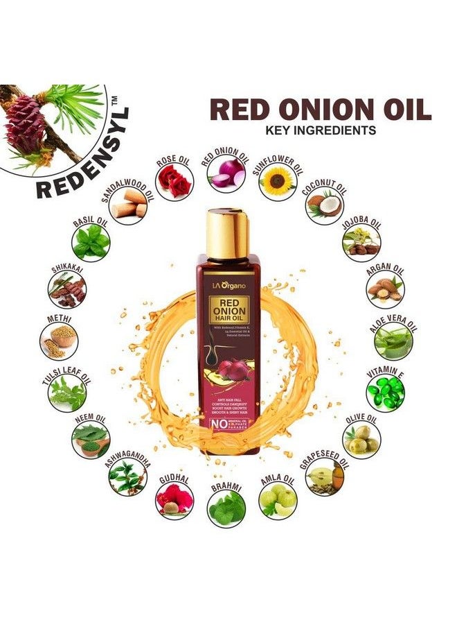 LA Organo Red Onion Hair Oil For Complete Hair Solution For All Hair Types 200Ml (Pack Of 2)  - Image 3