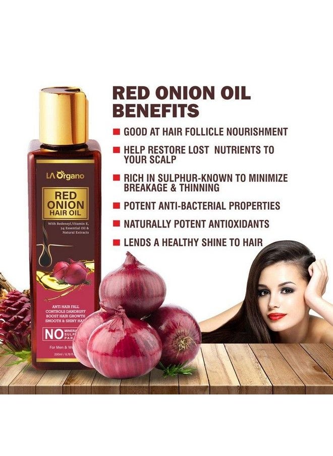 LA Organo Red Onion Hair Oil For Complete Hair Solution For All Hair Types 200Ml (Pack Of 2)  - Image 5