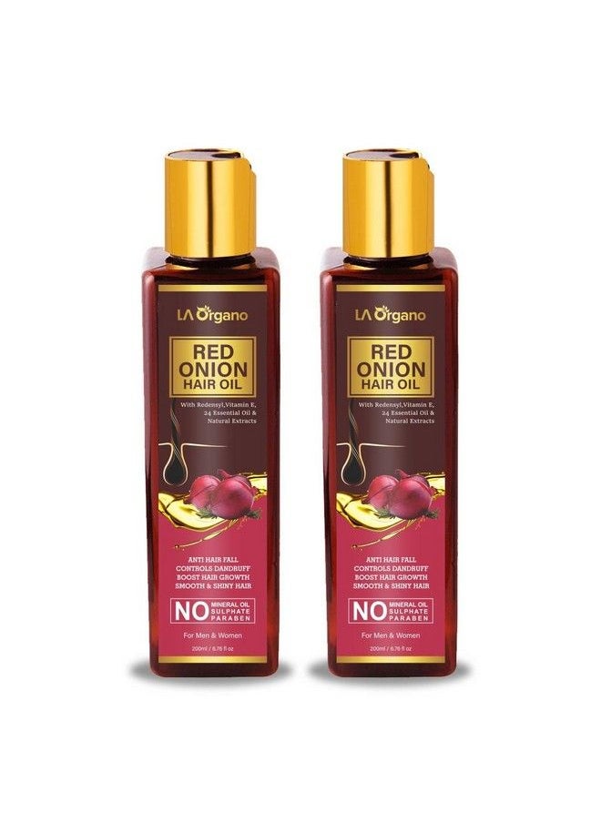 LA Organo Red Onion Hair Oil For Complete Hair Solution For All Hair Types 200Ml (Pack Of 2)  - Image 1