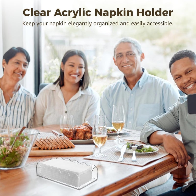 Scalloped Clear Trays, Modern Disposable Paper Organizers for Dining Rooms, Weddings, Parties, Transparent Acrylic Napkin Holders for Kitchen, 2 Pcs Bathroom - Image 3