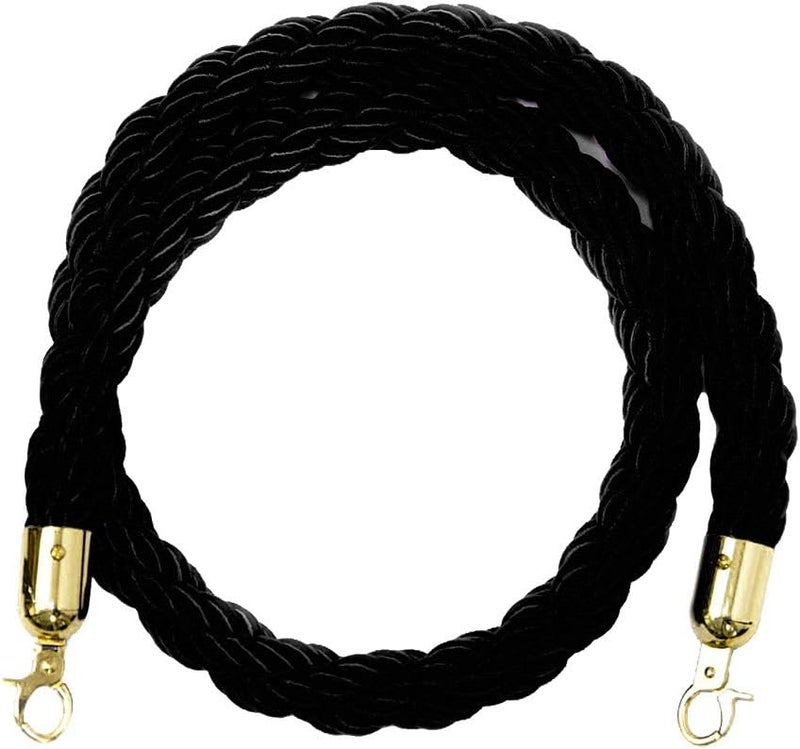 klarakoBarrier Rope Crowd Control Stanchion Queue Rope with Hooks, 5ft/7ft/10ft, 6 Colors Available klarakoBlack, 2m - Image 2