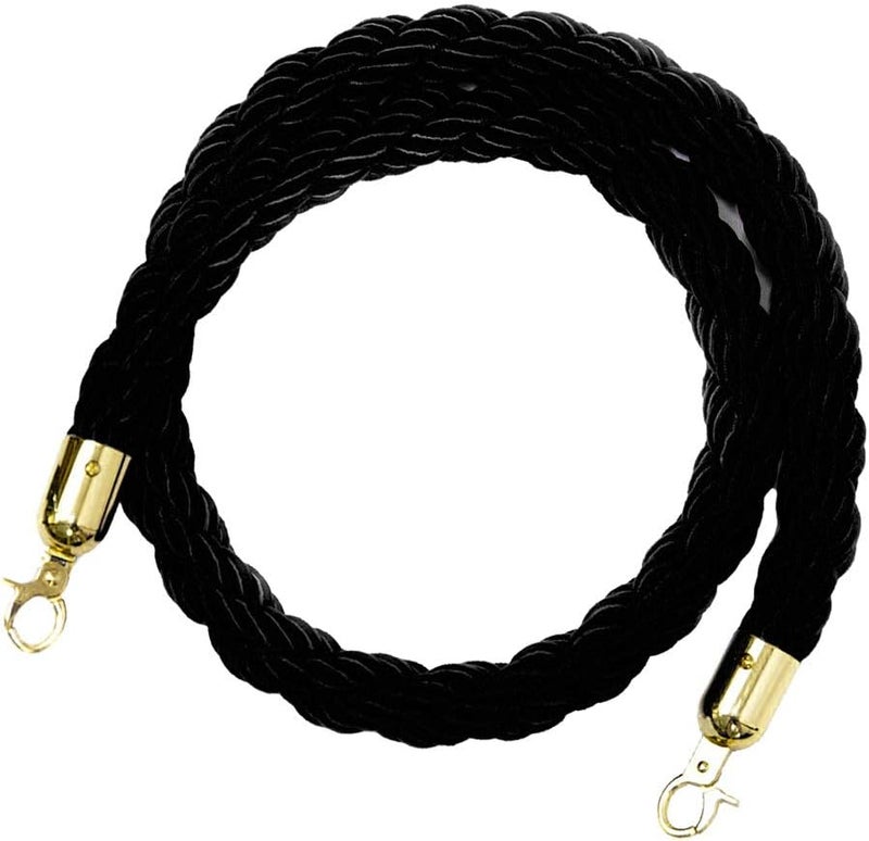 klarakoBarrier Rope Crowd Control Stanchion Queue Rope with Hooks, 5ft/7ft/10ft, 6 Colors Available klarakoBlack, 2m - Image 5