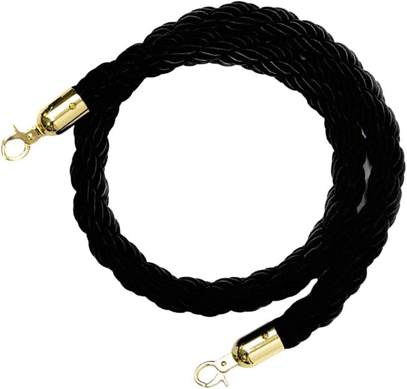 klarakoBarrier Rope Crowd Control Stanchion Queue Rope with Hooks, 5ft/7ft/10ft, 6 Colors Available klarakoBlack, 2m - Image 4