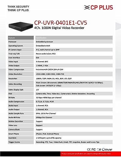 CP Plus 4 Channel DVR 1080N Digital Video Recorder CP-UVR-0401E1-CV5, Upto 2.4 MP Cameras Compatible, Black - Image 5