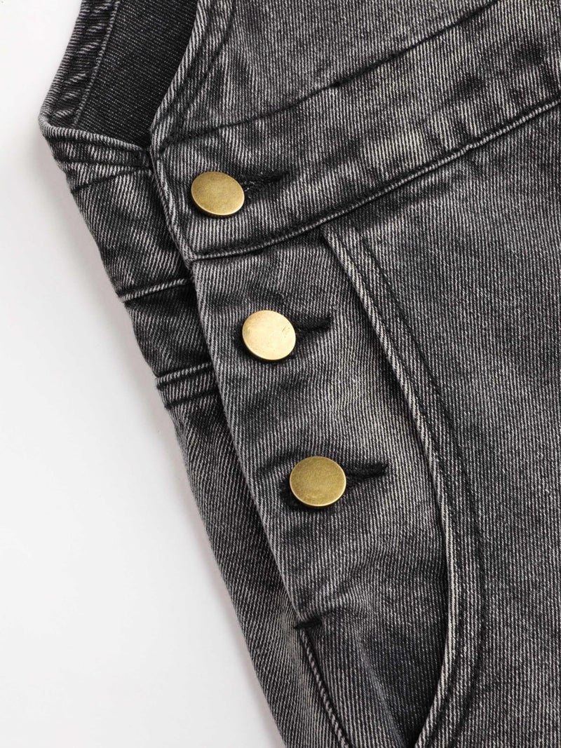 CIDER Womens Overalls Denim Plus Size Loose Fit Wide Leg Bib Baggy Jeans Jumpsuit - Image 3