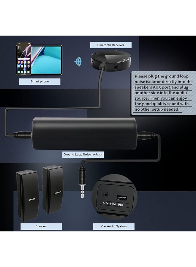 Excefore 2 Packs Ground Loop Noise Isolator For Car Audio/Home Stereo System, Eliminate Buzzing Noise, Eliminating Audio Noise Effectively, Portable And Easy To Use, Ground Loop Isolator With 3.5Mm Audio Cable - Image 4