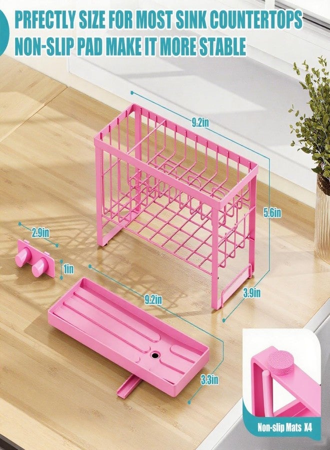Taugast Sponge Holder for Kitchen Sink with Flexible Sponge Holder Smiley Face,2 Tier Kitchen Sink Organizer Countertop and Storage Essentials,Soap Dispenser Organize,Home Decor Accessories-Pink - Image 2