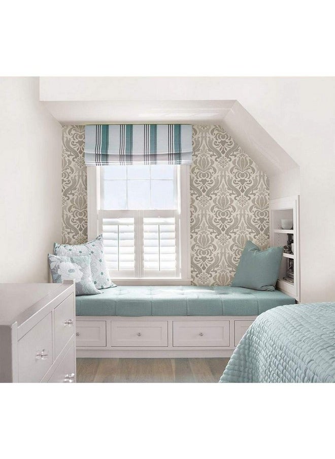 NuWallpaper Brewster Home Fashions Nu1827 Nouveau Damask Peel And Stick Wallpaper Grey  - Image 2