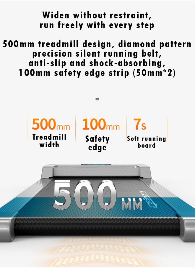 Foldable Electric Treadmill with Display, Compact Ultra Quiet Treadmill for Home Gym and Indoor Walking, Small Family Style Folding Treadmill with Handrail