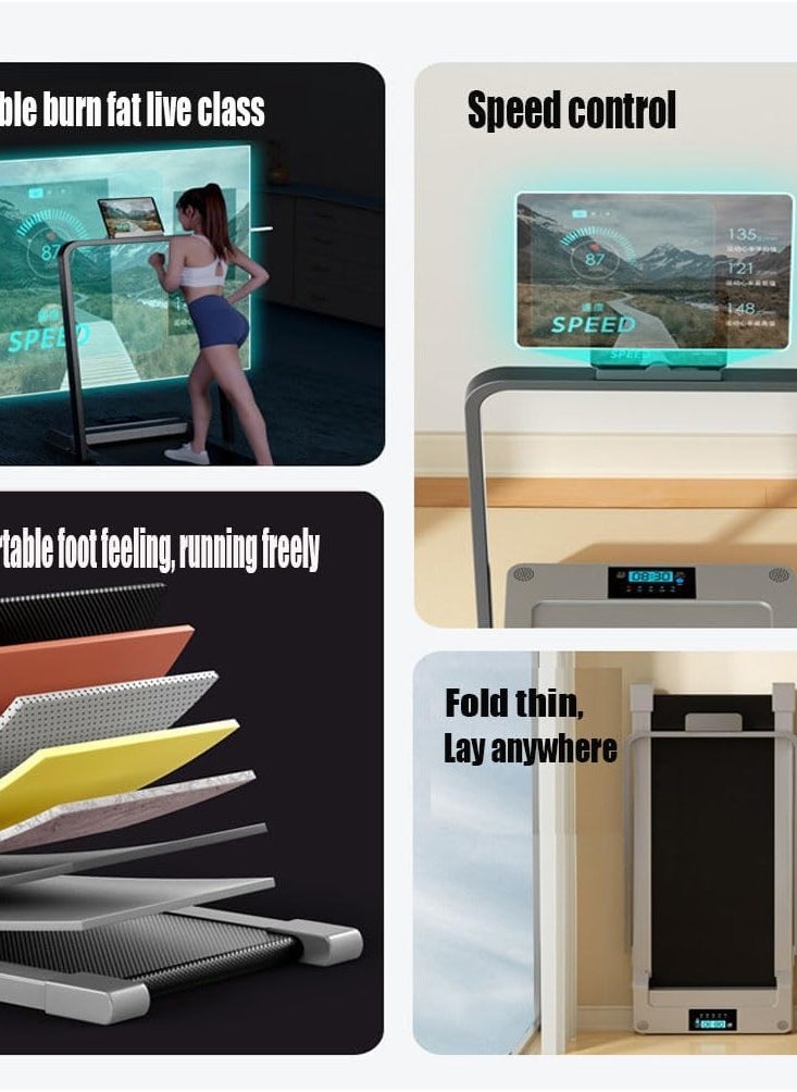 Foldable Electric Treadmill with Display, Compact Ultra Quiet Treadmill for Home Gym and Indoor Walking, Small Family Style Folding Treadmill with Handrail