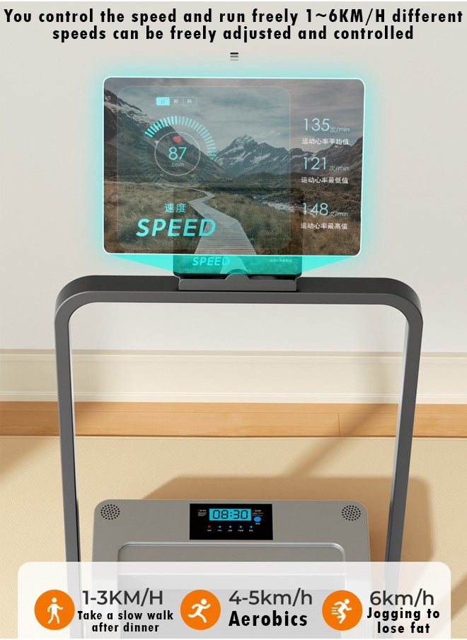 Foldable Electric Treadmill with Display, Compact Ultra Quiet Treadmill for Home Gym and Indoor Walking, Small Family Style Folding Treadmill with Handrail