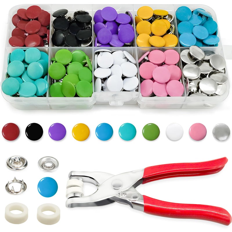 PIGORY 803Pcs Metal Snaps for Fabric 10 Colors Solid Sewing Snaps with Fastener Pliers Press Tool Kit 95mm Snap Button Kits for DIY Crafting Clothing - Image 3