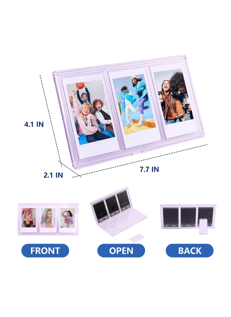 Excefore - 2x3 Mini Collage Picture Frame for Polaroid, 3 in 1 Colorful Frame for Instax Mini 3 inch Photos, Clear Mini Picture Frames for Desktop Tabletop Display Decoration - Image 1