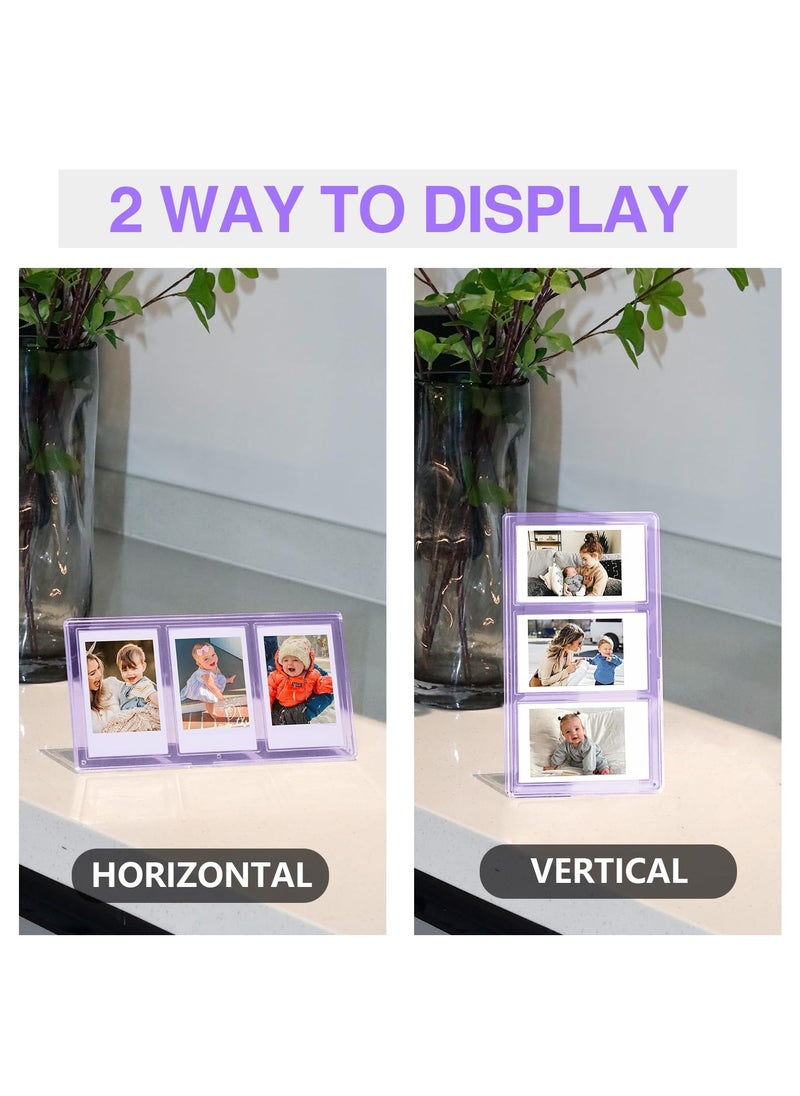 Excefore - 2x3 Mini Collage Picture Frame for Polaroid, 3 in 1 Colorful Frame for Instax Mini 3 inch Photos, Clear Mini Picture Frames for Desktop Tabletop Display Decoration - Image 1