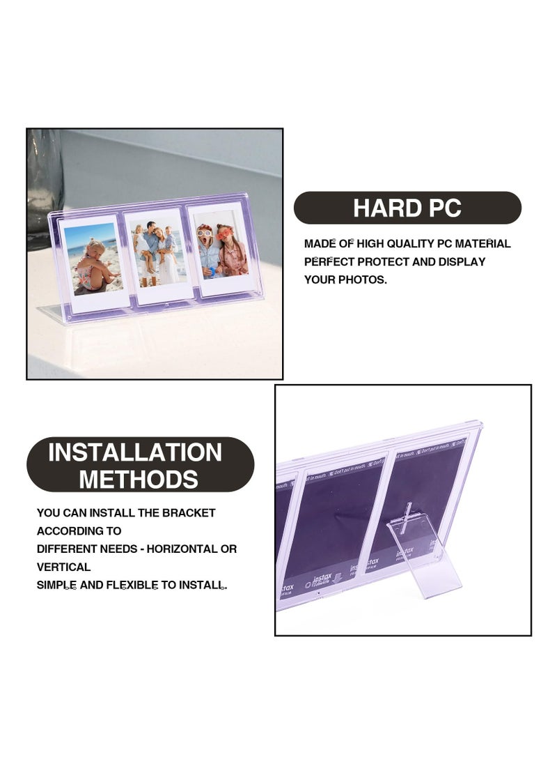 Excefore - 2x3 Mini Collage Picture Frame for Polaroid, 3 in 1 Colorful Frame for Instax Mini 3 inch Photos, Clear Mini Picture Frames for Desktop Tabletop Display Decoration - Image 1