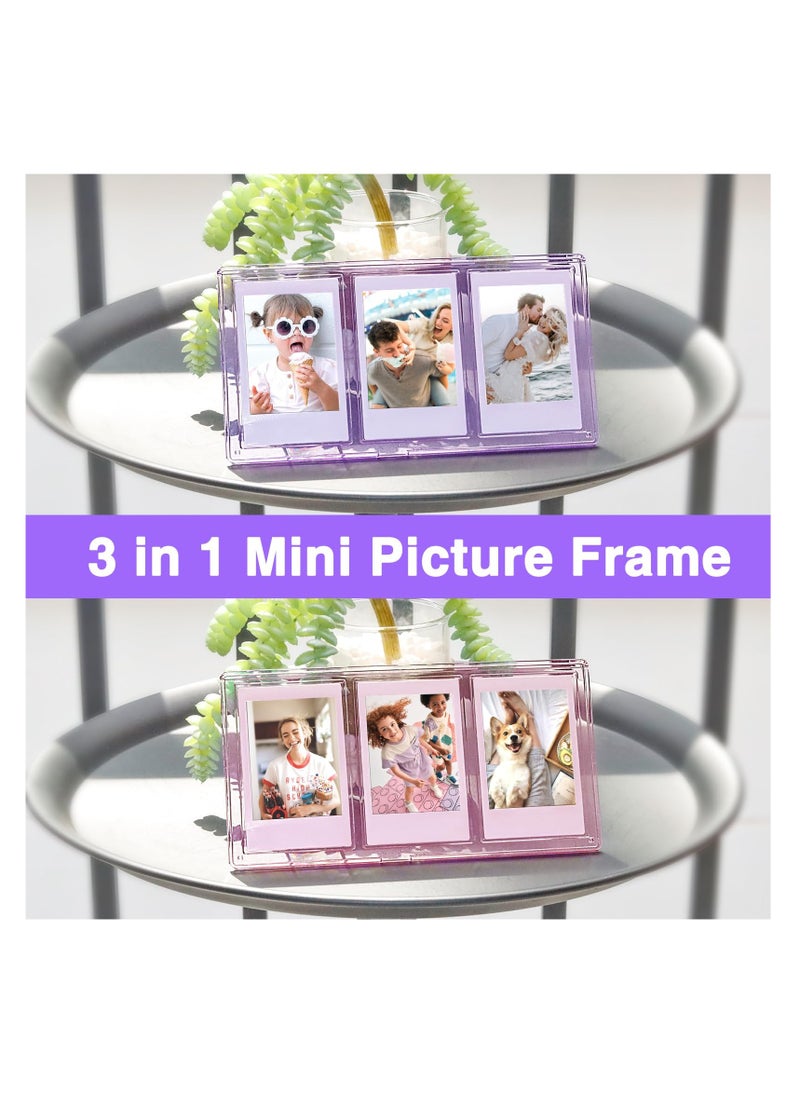 Excefore - 2x3 Mini Collage Picture Frame for Polaroid, 3 in 1 Colorful Frame for Instax Mini 3 inch Photos, Clear Mini Picture Frames for Desktop Tabletop Display Decoration - Image 1