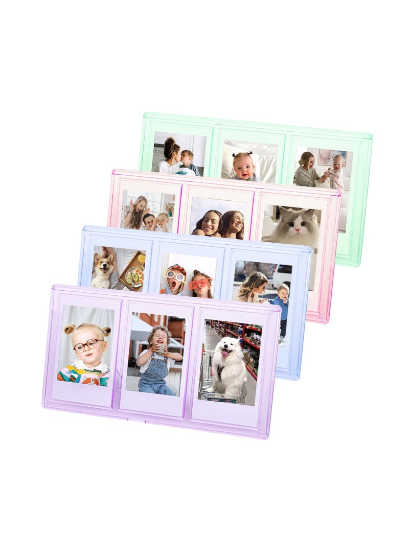 Excefore - 2x3 Mini Collage Picture Frame for Polaroid, 3 in 1 Colorful Frame for Instax Mini 3 inch Photos, Clear Mini Picture Frames for Desktop Tabletop Display Decoration - Image 1