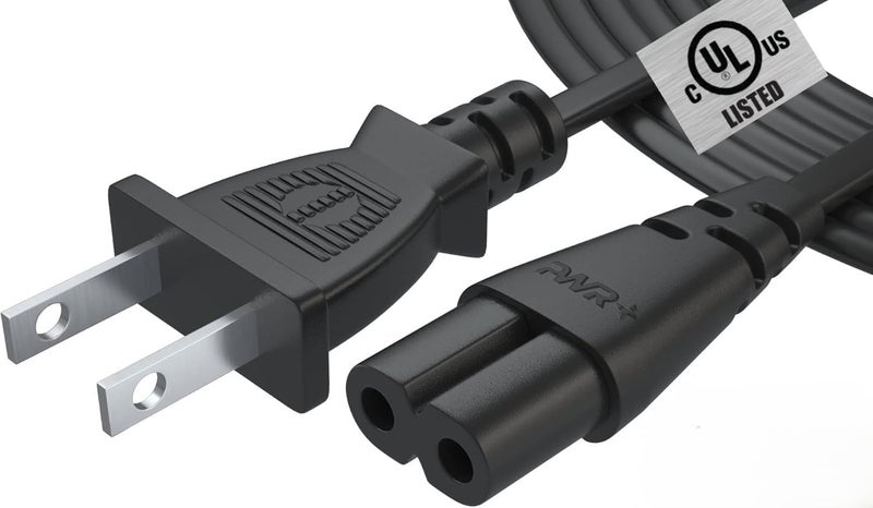 PWR+ Tv Power Cord 12Ft Cable for Samsung LG TCL Sony: Apple Tv Insignia Sharp Toshiba JVC Hisense 4k 8k UHD Crystal Tizen Smart Roku Google Quantum Panasonic HDR LED QLED 2 Prong UL Listed - Image 1