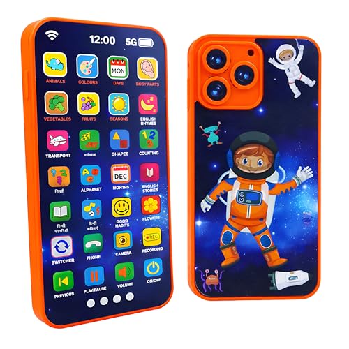 Toyshine Space Theme Educational Musical Phone Toy Learning Talking Rechargeable Baby Mobile with 28 Modes Educational Toy Gift for Kids Boys Girls Age 3+ - Image 1